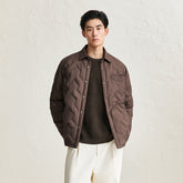 Men's Brown Embossed Label Puffer Jacket